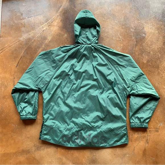 VTG 90s Adidas Green Hooded Oversized Windbreaker Track Jacket - Picture 2 of 13